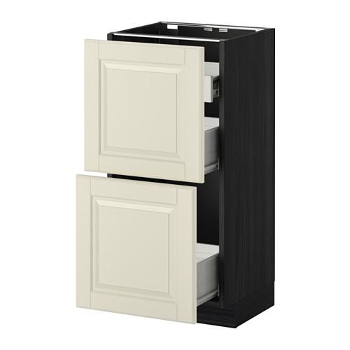 МЕТОД / ФОРВАРА Нап шкаф 2 фрнт пнл/1низк/2ср ящ - под дерево черный, Будбин белый с оттенком, 40x37 см