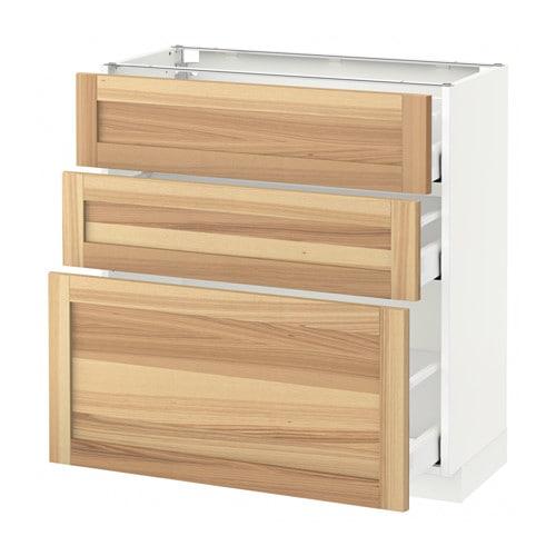 МЕТОД / МАКСИМЕРА Напольный шкаф с 3 ящиками - белый, Торхэмн естественный ясень, 80x37 см МЕТОД / МАКСИМЕРА Напольный шкаф с 3 ящиками - белый, Торхэмн естественный ясень, 80x37 см