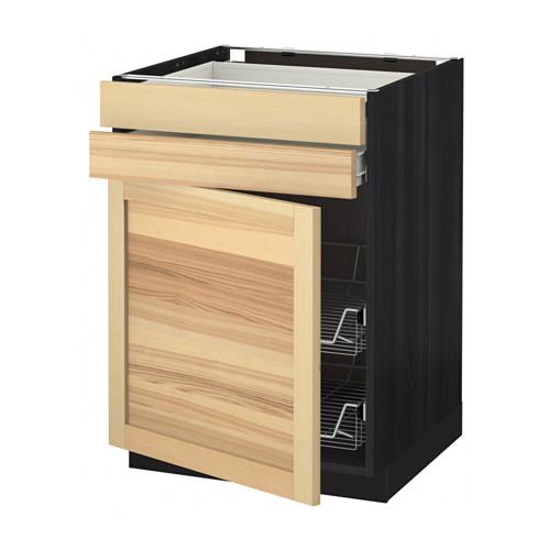 МЕТОД / ФОРВАРА Напольн шкаф/дверца/2ящ/првл крзн - под дерево черный, Торхэмн естественный ясень, 60x60 см