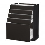 МЕТОД / МАКСИМЕРА Напольный шкаф с 5 ящиками - под дерево черный, Кунгсбакка антрацит, 60x37 см МЕТОД / МАКСИМЕРА Напольный шкаф с 5 ящиками - под дерево черный, Кунгсбакка антрацит, 60x37 см