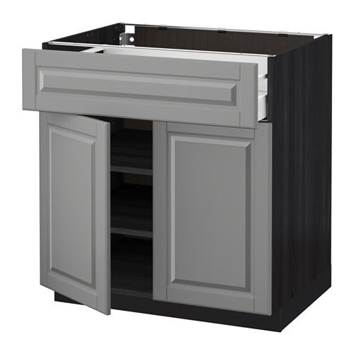 МЕТОД / МАКСИМЕРА Напольный шкаф+ящик/2дверцы - под дерево черный, Будбин серый, 80x60 см МЕТОД / МАКСИМЕРА Напольный шкаф+ящик/2дверцы - под дерево черный, Будбин серый, 80x60 см