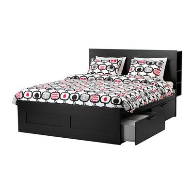Brimnes Bed Frame With Headboard, Brimnes Queen Bed With Storage Drawers