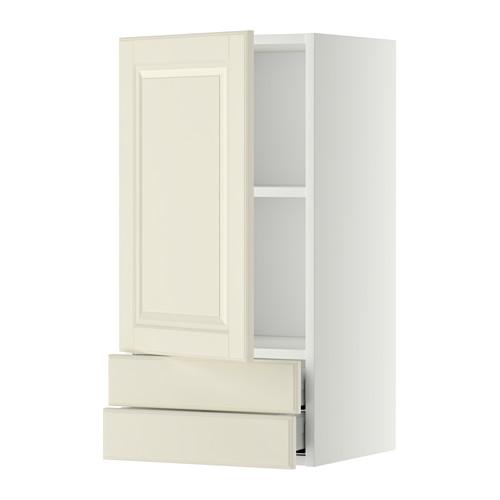 МЕТОД / МАКСИМЕРА Навесной шкаф с дверцей/2 ящика - белый, Будбин белый с оттенком, 40x80 см