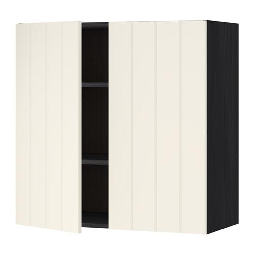 МЕТОД Навесной шкаф с полками/2дверцы - под дерево черный, Хитарп белый с оттенком, 80x80 см МЕТОД Навесной шкаф с полками/2дверцы - под дерево черный, Хитарп белый с оттенком, 80x80 см