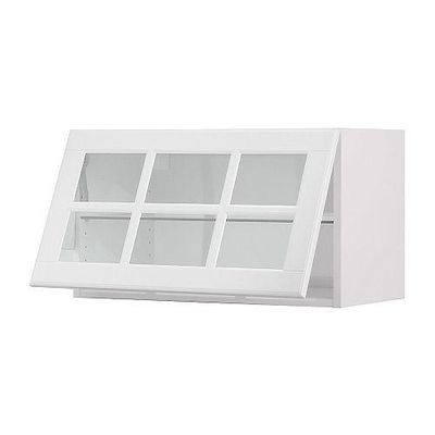 ФАКТУМ Гориз навесн шкаф со стекл дверью - Лидинго белый с оттенком, 92x40 см