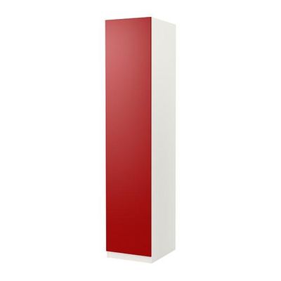 ПАКС Гардероб с 1 дверью - Танем красный, белый, 50x37x236 см, плавно закрывающиеся петли