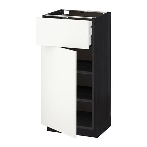 МЕТОД / МАКСИМЕРА Напольный шкаф с ящиком/дверью - под дерево черный, Хэггеби белый, 40x37 см