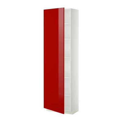 МЕТОД Высок шкаф с полками - 60x37x200 см, Рингульт глянцевый красный, белый