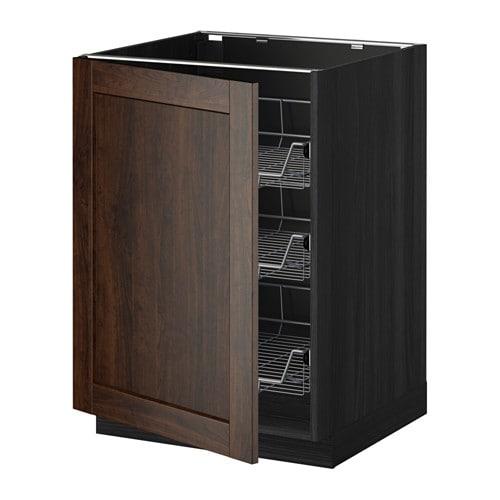 МЕТОД Напольный шкаф с проволочн ящиками - под дерево черный, Эдсерум под дерево коричневый, 60x60 см МЕТОД Напольный шкаф с проволочн ящиками - под дерево черный, Эдсерум под дерево коричневый, 60x60 см