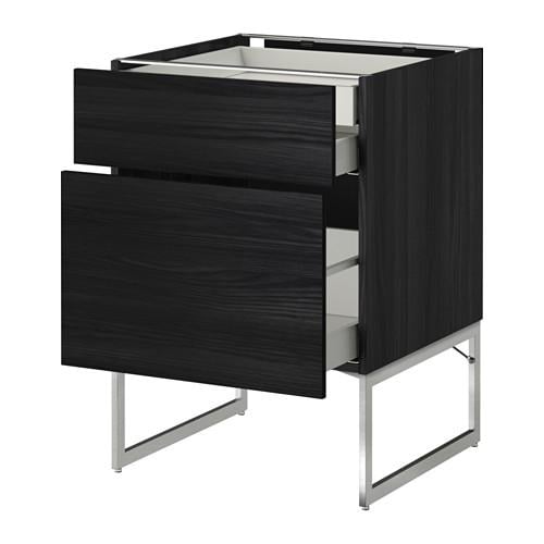 МЕТОД / МАКСИМЕРА Напольн шкаф 2фронт пнл/2низ/1вс ящ - под дерево черный, Тингсрид под дерево черный, 60x60x60 см