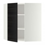 МЕТОД Угловой навесной шкаф с полками - белый, Тингсрид под дерево черный, 68x80 см