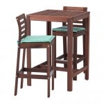ЭПЛАРО Барный стол и 2 барных стула - Эпларо коричневая морилка/Нэстон зеленый