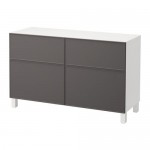 БЕСТО Комб для хран с дверц/ящ - белый/Грундсвикен темно-серый, направляющие ящика,нажимные