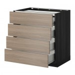 МЕТОД / ФОРВАРА Напольн шкаф/4фронт пнл/4ящика - 80x60 см, Брокхульт под грецкий орех светло-серый, под дерево черный МЕТОД / ФОРВАРА Напольн шкаф/4фронт пнл/4ящика - 80x60 см, Брокхульт под грецкий орех светло-серый, под дерево черный