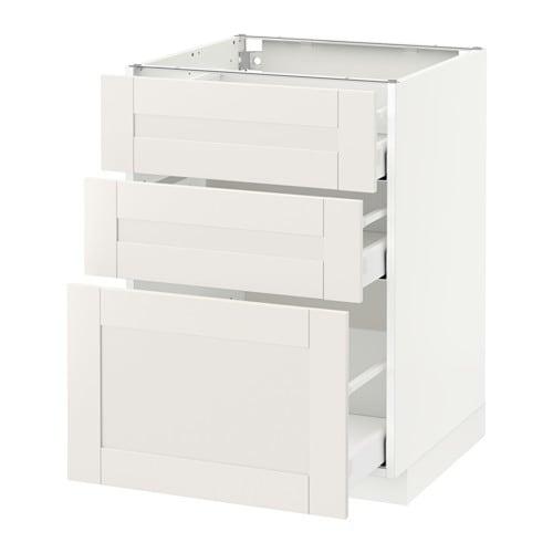 МЕТОД / МАКСИМЕРА Напольный шкаф с 3 ящиками - белый, Сэведаль белый, 60x60 см