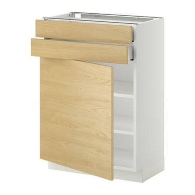 МЕТОД / МАКСИМЕРА Напольный шкаф с дверцей/2 ящиками - 60x37 см, Тингсрид под березу, белый МЕТОД / МАКСИМЕРА Напольный шкаф с дверцей/2 ящиками - 60x37 см, Тингсрид под березу, белый