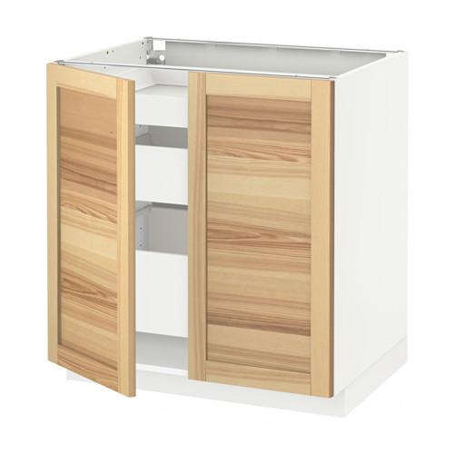 МЕТОД / МАКСИМЕРА Напольный шкаф с 2дверцами/3ящиками - белый, Торхэмн естественный ясень МЕТОД / МАКСИМЕРА Напольный шкаф с 2дверцами/3ящиками - белый, Торхэмн естественный ясень