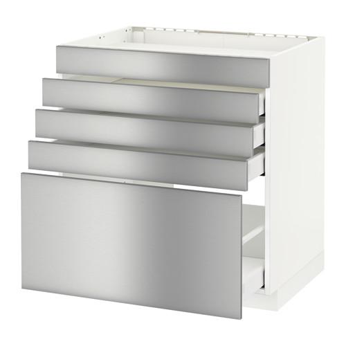 МЕТОД / МАКСИМЕРА Напольн шк д/вар панели/5фасад/4ящ - белый, Гревста нержавеющ сталь, 80x60 см