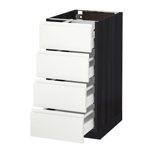 МЕТОД / МАКСИМЕРА Напольн шкаф 4 фронт панели/4 ящика - под дерево черный, Воксторп белый, 40x60 см МЕТОД / МАКСИМЕРА Напольн шкаф 4 фронт панели/4 ящика - под дерево черный, Воксторп белый, 40x60 см