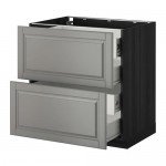МЕТОД / ФОРВАРА Напольн шкаф 2 фронт пнл/4 средн ящ - под дерево черный, Будбин серый, 80x60 см МЕТОД / ФОРВАРА Напольн шкаф 2 фронт пнл/4 средн ящ - под дерево черный, Будбин серый, 80x60 см