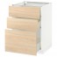МЕТОД / ФОРВАРА Напольный шкаф с 3 ящиками - белый, Аскерсунд под светлый ясень, 60x60 см
