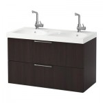 ГОДМОРГОН / ЭДЕБОВИКЕН Шкаф для раковины с 2 ящ - черно-коричневый