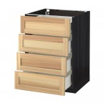 МЕТОД / ФОРВАРА Напольн шкаф 4 фронт панели/4 ящика - под дерево черный, Торхэмн естественный ясень, 60x60 см МЕТОД / ФОРВАРА Напольн шкаф 4 фронт панели/4 ящика - под дерево черный, Торхэмн естественный ясень, 60x60 см