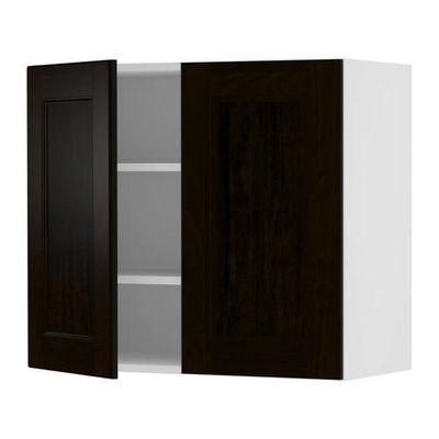 ФАКТУМ Навесной шкаф с 2 дверями - Рамшё черно-коричневый, 60x70 см