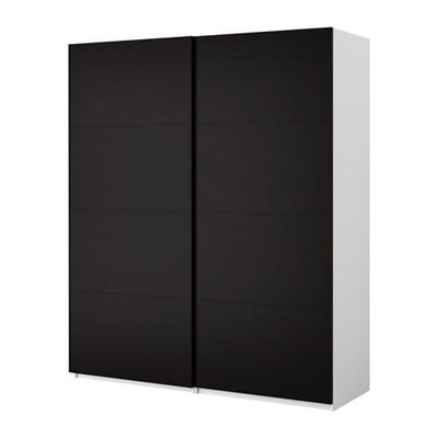 ПАКС Гардероб с раздвижными дверьми - Пакс Мальм черно-коричневый, белый, 150x44x236 см