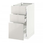МЕТОД / МАКСИМЕРА Напольный шкаф с 3 ящиками - белый, Рингульт глянцевый светло-серый, 40x60 см МЕТОД / МАКСИМЕРА Напольный шкаф с 3 ящиками - белый, Рингульт глянцевый светло-серый, 40x60 см