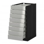 МЕТОД / МАКСИМЕРА Наполн шкаф 8 фронт/8 низк ящиков - под дерево черный, Гревста нержавеющ сталь, 40x60 см МЕТОД / МАКСИМЕРА Наполн шкаф 8 фронт/8 низк ящиков - под дерево черный, Гревста нержавеющ сталь, 40x60 см