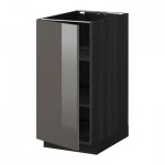 МЕТОД Напольный шкаф с полками - 40x60 см, Рингульт глянцевый серый, под дерево черный МЕТОД Напольный шкаф с полками - 40x60 см, Рингульт глянцевый серый, под дерево черный