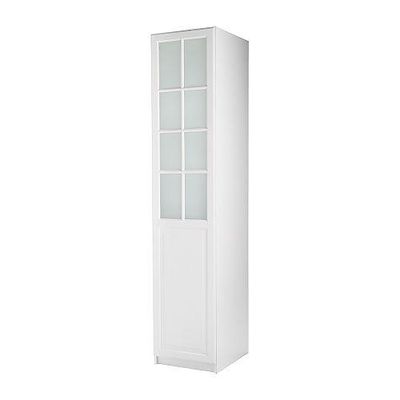 ПАКС Гардероб с 1 дверью - Пакс Биркеланд матовое стекло/белый, белый, 50x60x236 см, плавно закрывающиеся петли