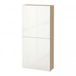 БЕСТО Навесной шкаф с 2 дверями - под беленый дуб/Сельсвикен глянцевый/белый