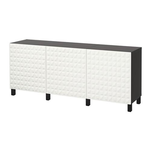 БЕСТО Комбинация для хранения с дверцами - черно-коричневый/Дьюпвикен белый