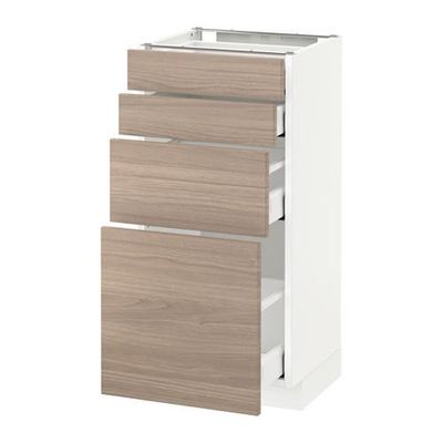 МЕТОД / МАКСИМЕРА Напольн шкаф 4 фронт панели/4 ящика - 40x37 см, Брокхульт под грецкий орех светло-серый, белый МЕТОД / МАКСИМЕРА Напольн шкаф 4 фронт панели/4 ящика - 40x37 см, Брокхульт под грецкий орех светло-серый, белый