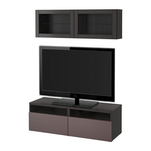 БЕСТО Шкаф для ТВ, комбин/стеклян дверцы - черно-коричневый/Вальвикен темно-коричневый, прозрачное стекло, направляющие ящика, плавно закр БЕСТО Шкаф для ТВ, комбин/стеклян дверцы - черно-коричневый/Вальвикен темно-коричневый, прозрачное стекло, направляющие ящика, плавно закр