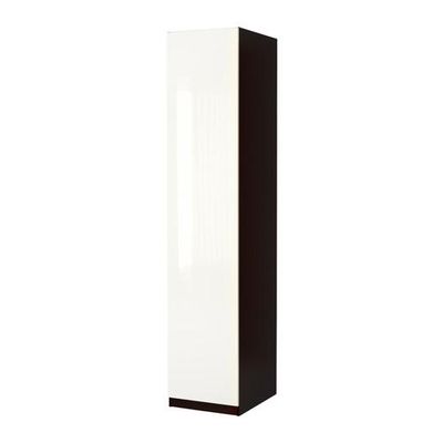 ПАКС Гардероб с 1 дверью - Пакс Фардаль глянцевый белый, черно-коричневый, 50x60x201 см