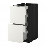 МЕТОД / ФОРВАРА Напольн шкаф 2 фронт пнл/4 средн ящ - под дерево черный, Хэггеби белый, 40x60 см