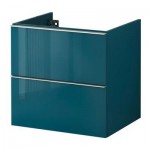 ГОДМОРГОН Шкаф для раковины с 2 ящ - глянцевый бирюзовый, 60x47x58 см