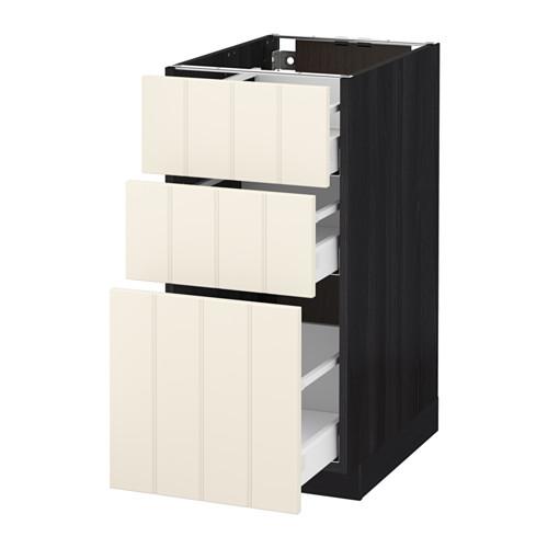 МЕТОД / МАКСИМЕРА Напольный шкаф с 3 ящиками - под дерево черный, Хитарп белый с оттенком, 40x60 см