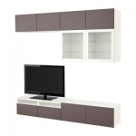 БЕСТО Шкаф для ТВ, комбин/стеклян дверцы - белый/Вальвикен темно-коричневый, прозрачное стекло, направляющие ящика,нажимные БЕСТО Шкаф для ТВ, комбин/стеклян дверцы - белый/Вальвикен темно-коричневый, прозрачное стекло, направляющие ящика,нажимные