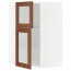 МЕТОД Углов навесной шкаф+полки/2 сткл дв - белый, Филипстад коричневый