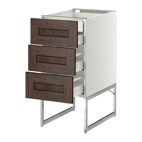 МЕТОД / МАКСИМЕРА Напольн шкаф 3фронт пнл/2низ/2ср ящ - белый, Эдсерум под дерево коричневый, 40x60x60 см МЕТОД / МАКСИМЕРА Напольн шкаф 3фронт пнл/2низ/2ср ящ - белый, Эдсерум под дерево коричневый, 40x60x60 см