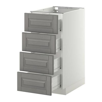МЕТОД / ФОРВАРА Напольн шкаф 4 фронт панели/4 ящика - 40x60 см, Будбин серый, белый МЕТОД / ФОРВАРА Напольн шкаф 4 фронт панели/4 ящика - 40x60 см, Будбин серый, белый