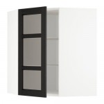 МЕТОД Углов навесн шк с полками/сткл дв - белый, Лерх черная морилка, 68x80 см МЕТОД Углов навесн шк с полками/сткл дв - белый, Лерх черная морилка, 68x80 см