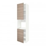 МЕТОД Высок шкаф д/духовки/2дверцы/полки - белый, Брокхульт под грецкий орех светло-серый, 60x60x240 см