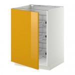 МЕТОД Напольный шкаф с проволочн ящиками - 60x60 см, Ерста глянцевый желтый, белый