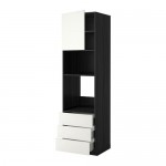 МЕТОД / ФОРВАРА Высок шкаф д/духовки/СВЧ/дверца/3ящ - под дерево черный, Хэггеби белый МЕТОД / ФОРВАРА Высок шкаф д/духовки/СВЧ/дверца/3ящ - под дерево черный, Хэггеби белый