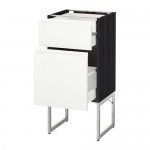МЕТОД / МАКСИМЕРА Напольн шкаф 2фронт пнл/2низ/1вс ящ - под дерево черный, Воксторп белый, 40x37x60 см
